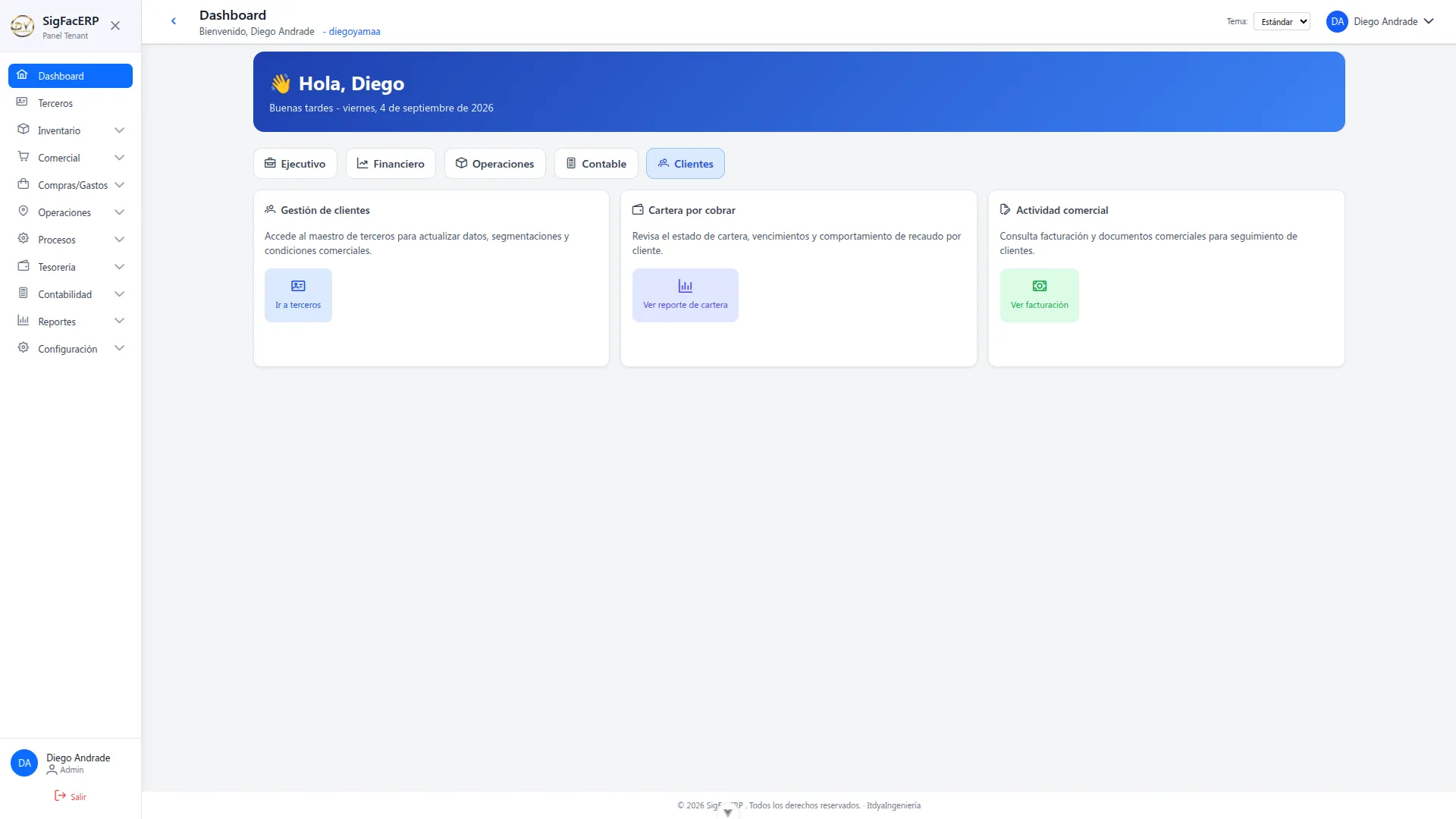 Dashboard - Vista de Clientes