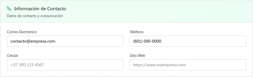 Bloque 2: Información de Contacto