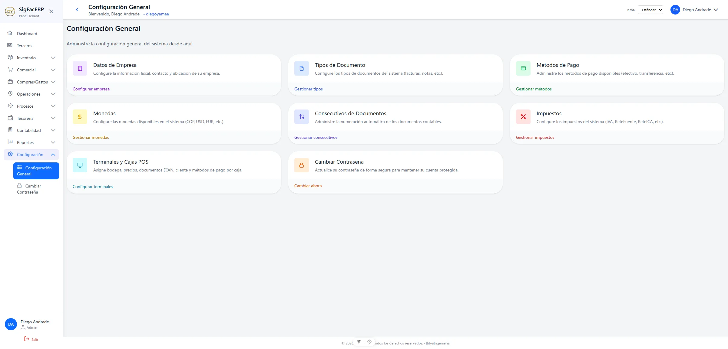 Captura de pantalla de Configuración General